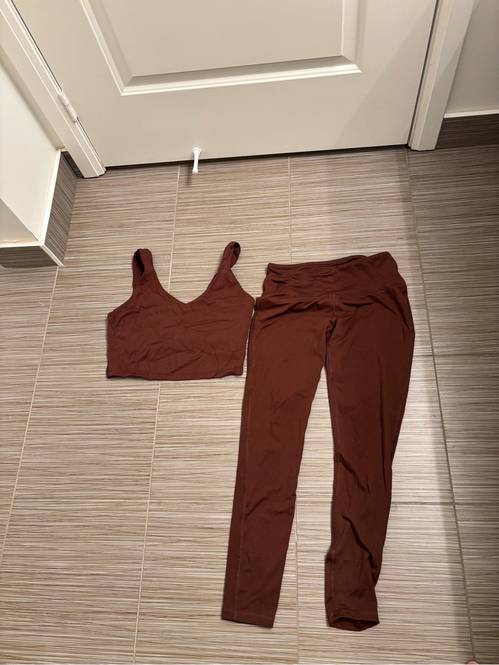 Joe Fresh Brown Women's High-Rise Leggings & Crop Tank Set